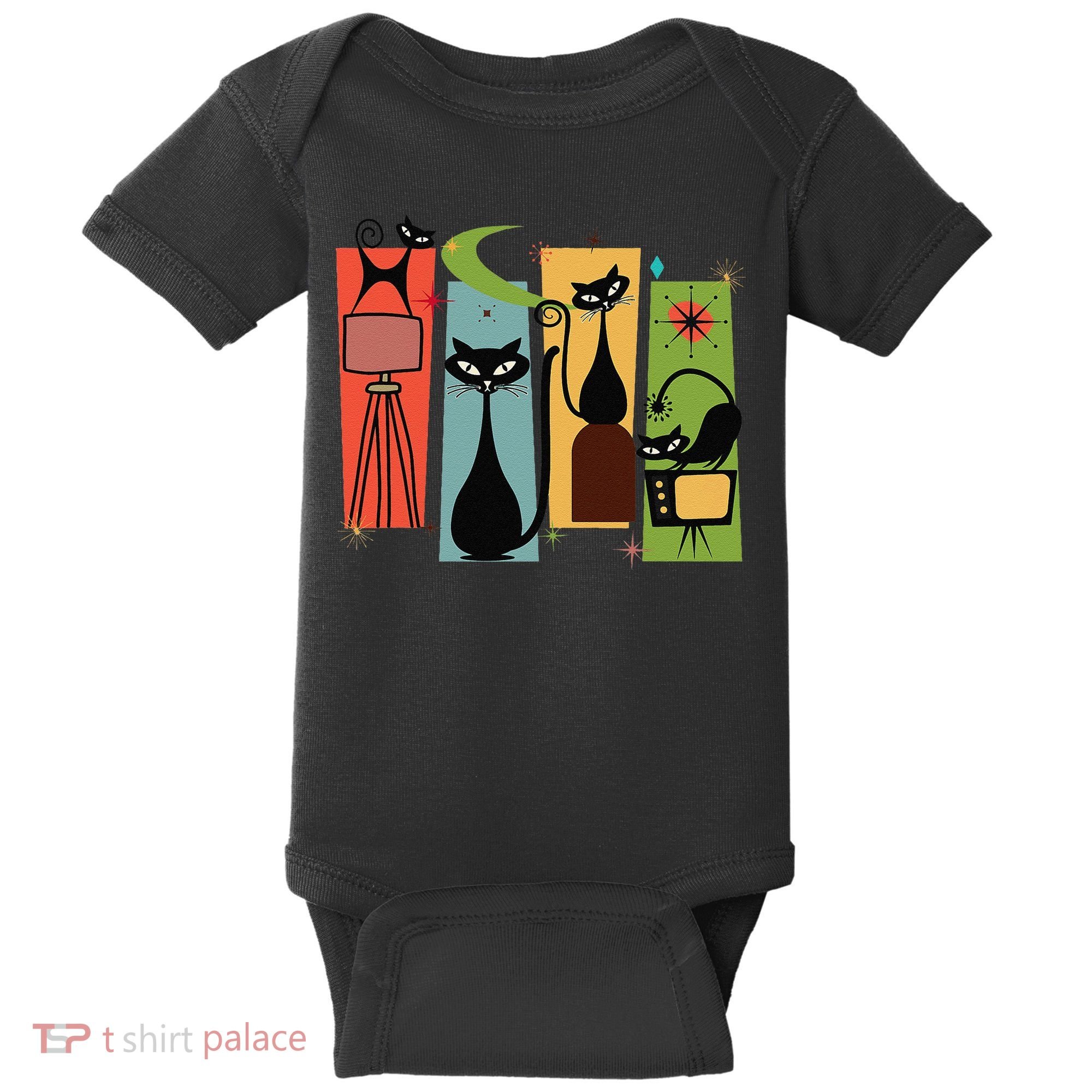 Mid Century Cat Retro Atomic Age Space Modern Midcentury 50s Baby Bodysuit