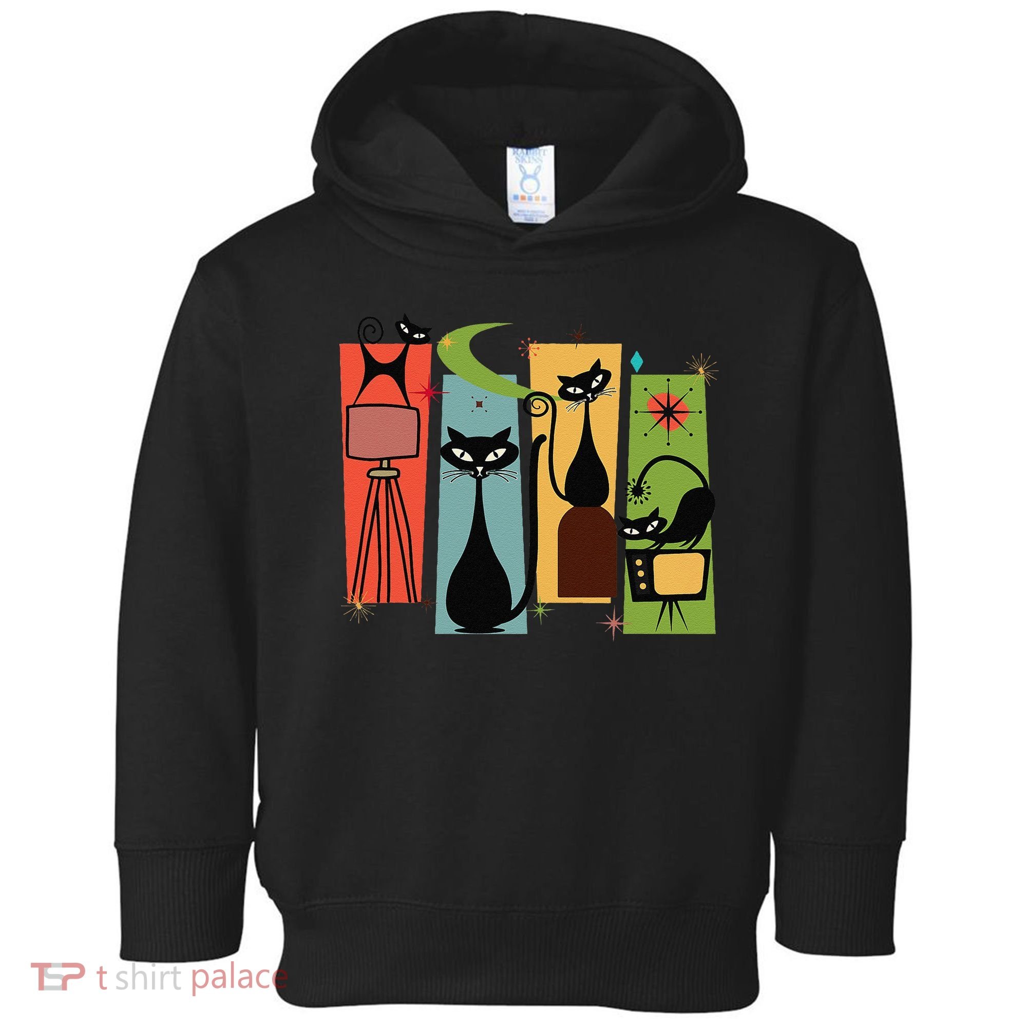 Mid Century Cat Retro Atomic Age Space Modern Midcentury 50s Toddler Hoodie