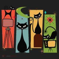Mid Century Cat Retro Atomic Age Space Modern Midcentury 50s Golf Towel thumb 3