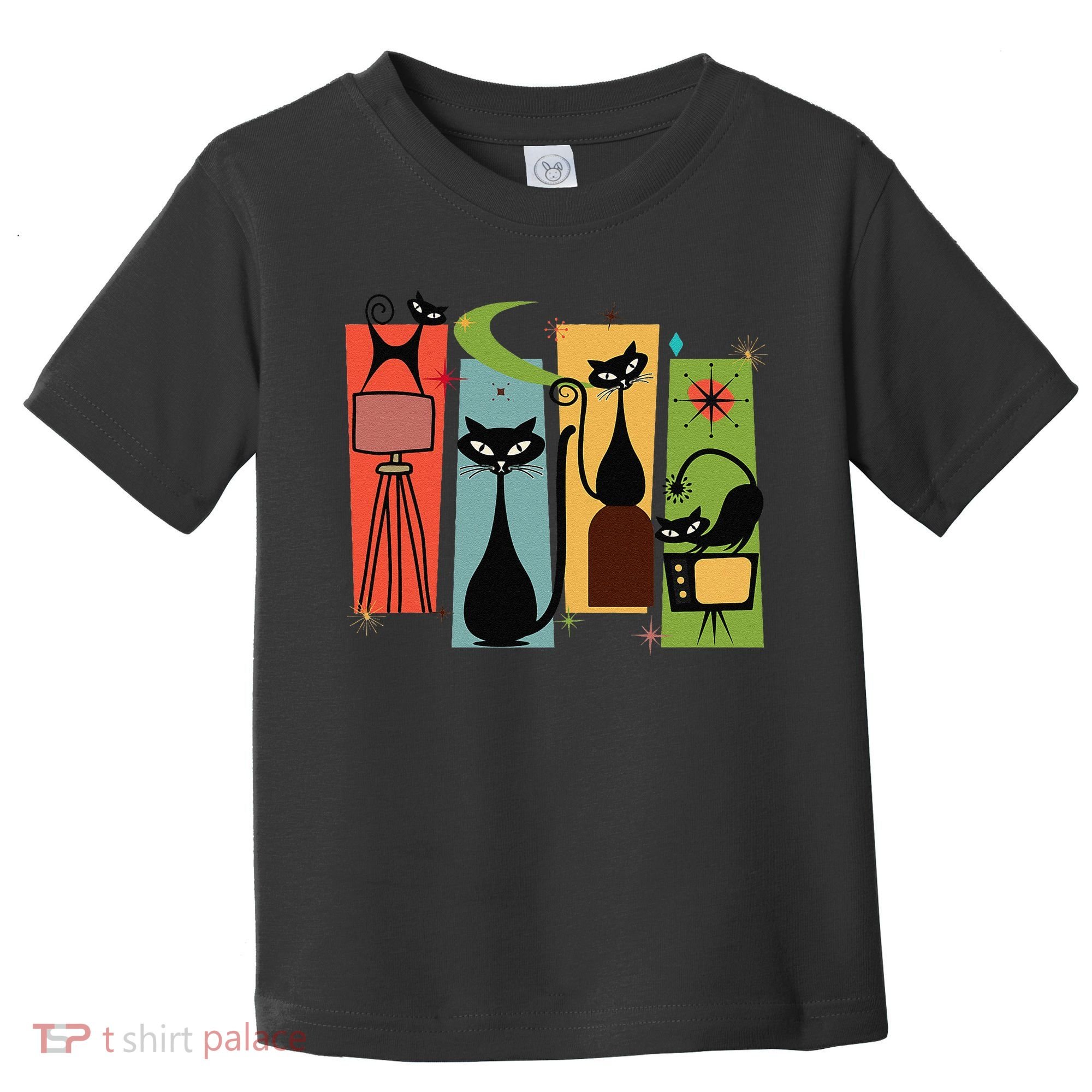 Mid Century Cat Retro Atomic Age Space Modern Midcentury 50s Toddler T-Shirt