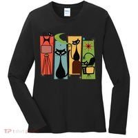 Mid Century Cat Retro Atomic Age Space Modern Midcentury 50s Women's Long Sleeve Shirt thumb 0