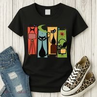 Mid Century Cat Retro Atomic Age Space Modern Midcentury 50s Women's T-Shirt thumb 3