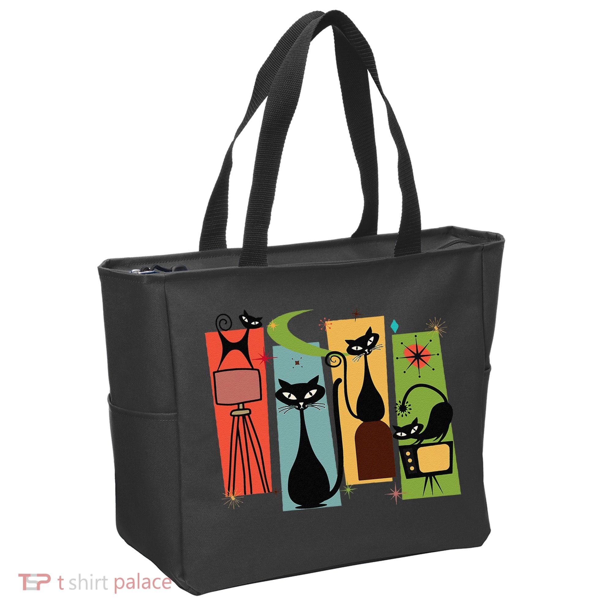 Mid Century Cat Retro Atomic Age Space Modern Midcentury 50s Tote Bag