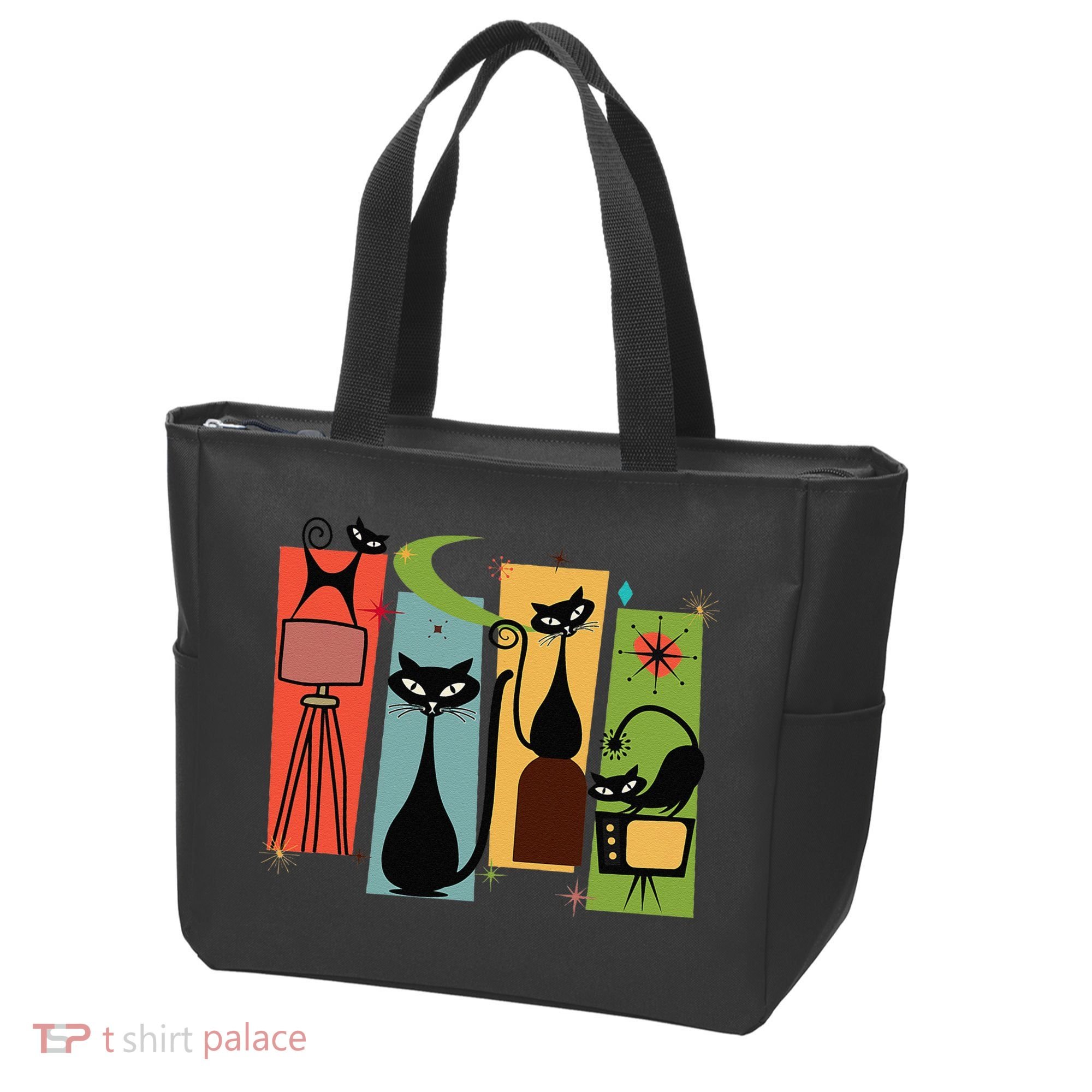 Mid Century Cat Retro Atomic Age Space Modern Midcentury 50s Tote Bag