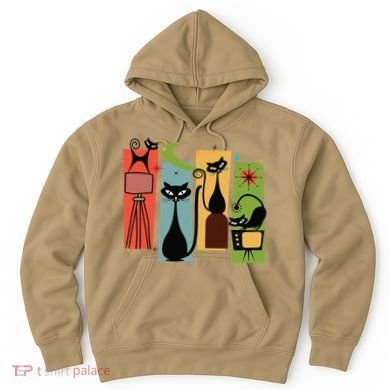 Mid Century Cat Retro Atomic Age Space Modern Midcentury 50s Hoodie