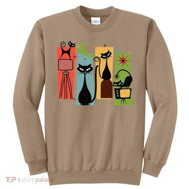 Mid Century Cat Retro Atomic Age Space Modern Midcentury 50s Sweatshirt