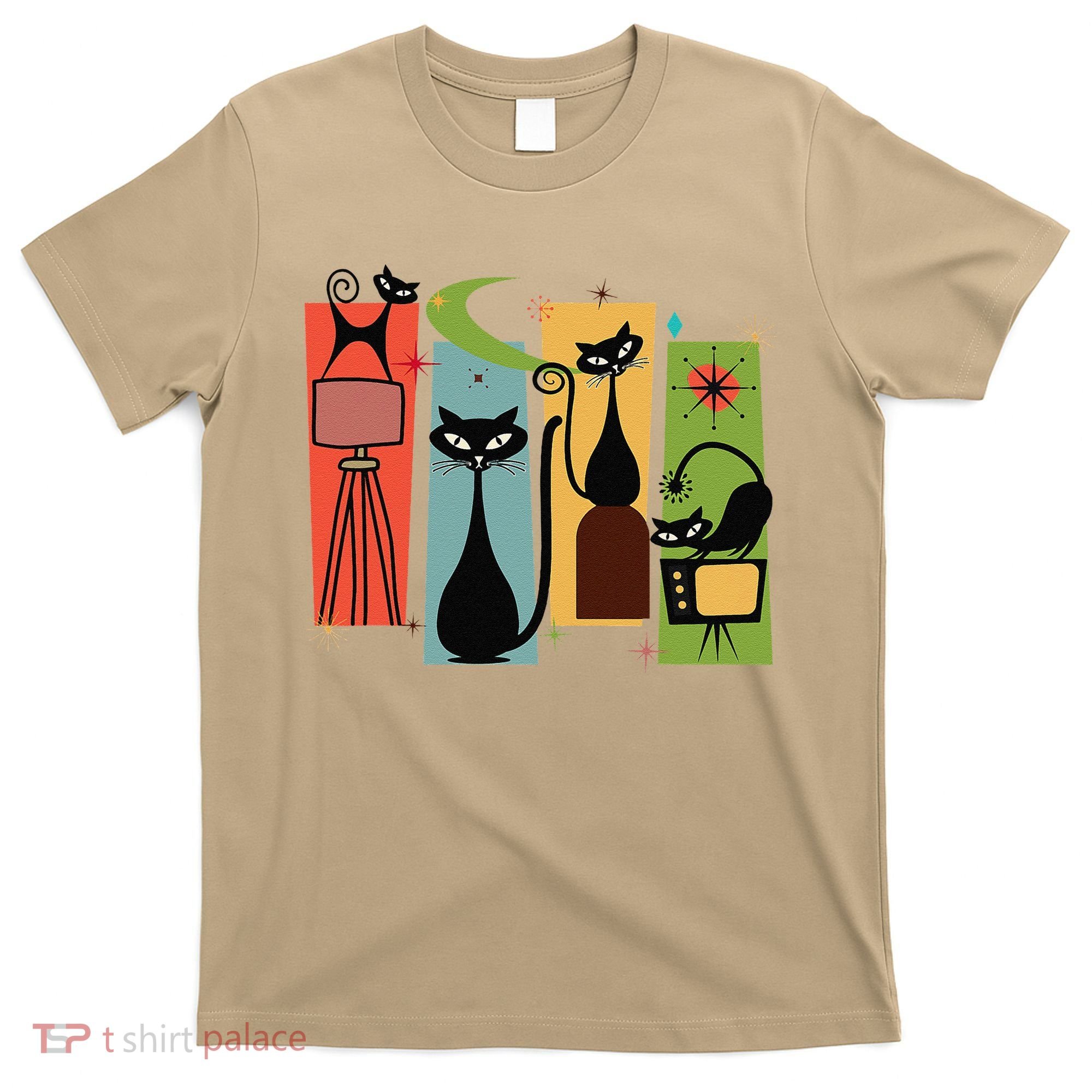 Mid Century Cat Retro Atomic Age Space Modern Midcentury 50s T-Shirt