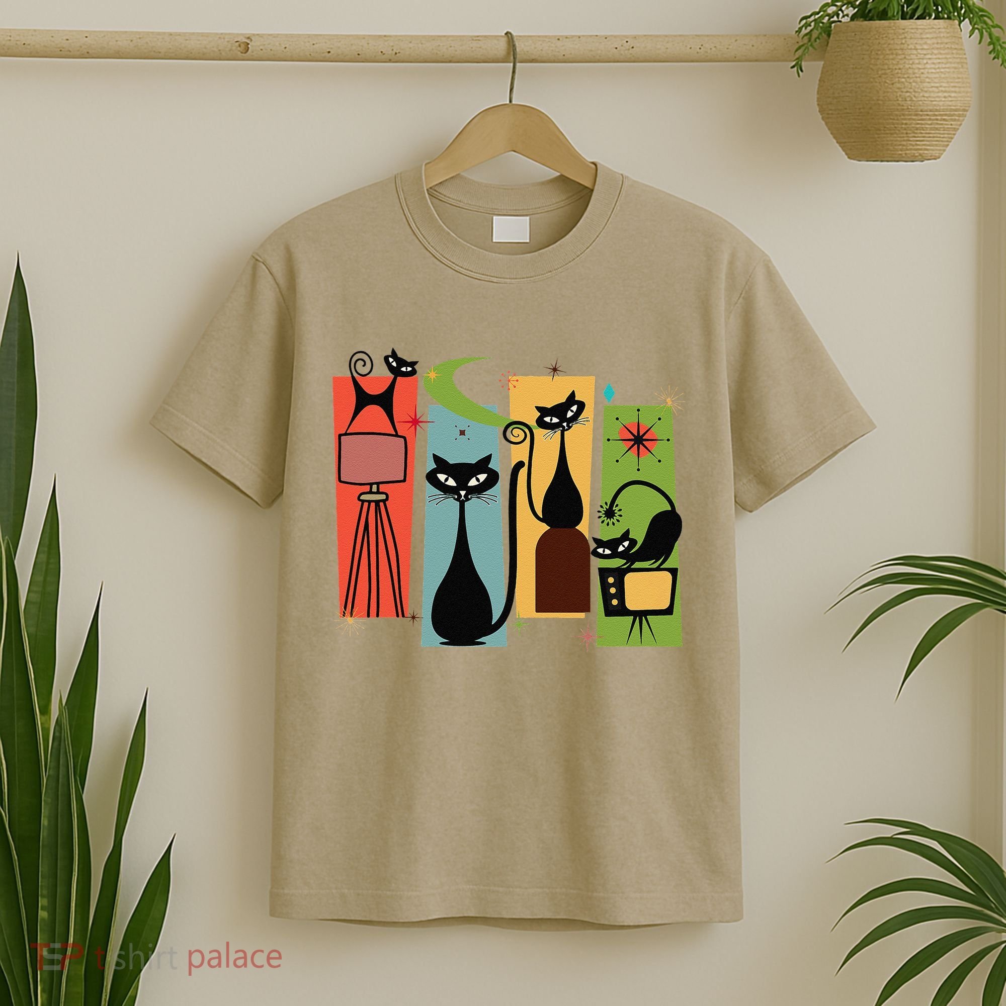 Mid Century Cat Retro Atomic Age Space Modern Midcentury 50s T-Shirt