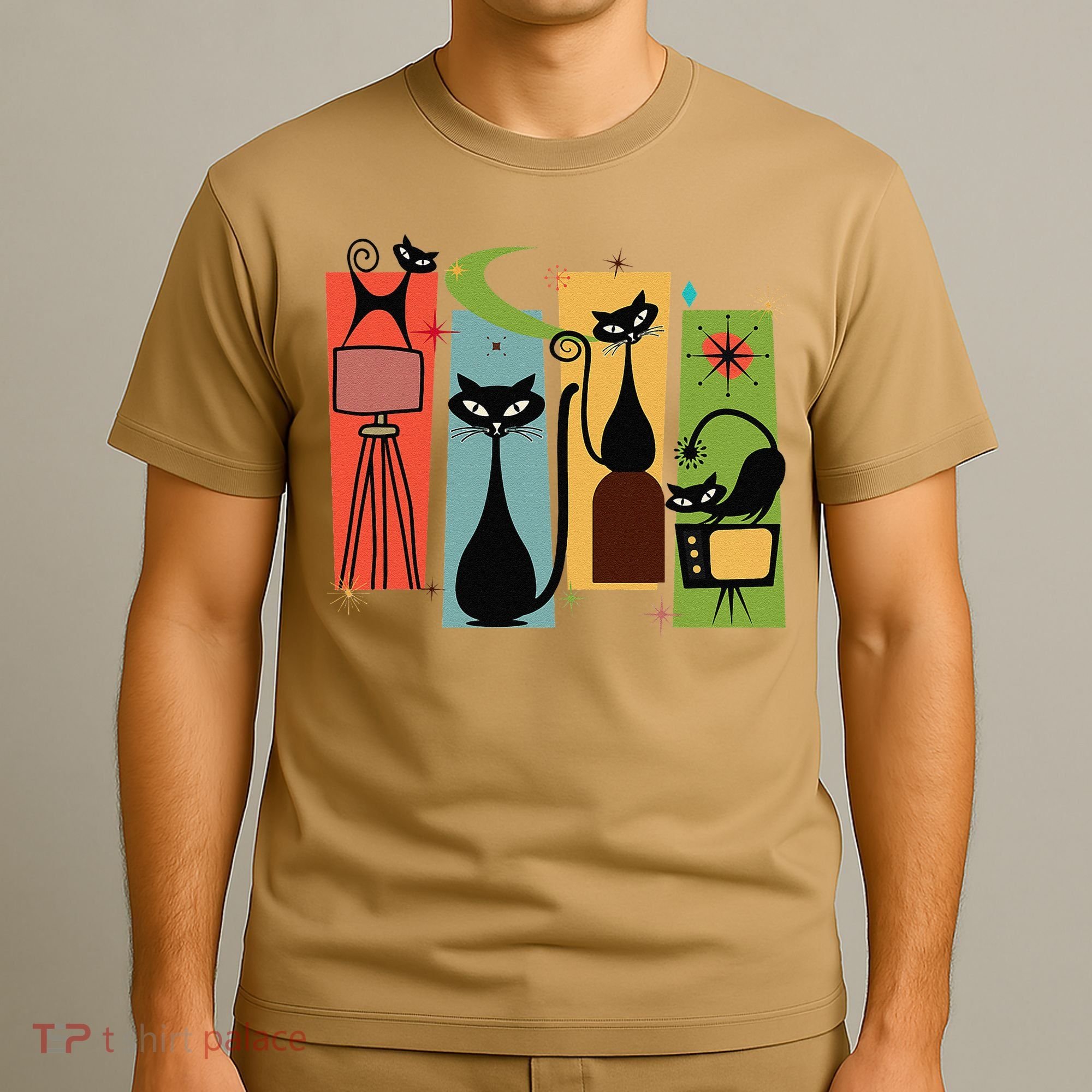 Mid Century Cat Retro Atomic Age Space Modern Midcentury 50s T-Shirt