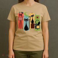 Mid Century Cat Retro Atomic Age Space Modern Midcentury 50s T-Shirt thumb 4