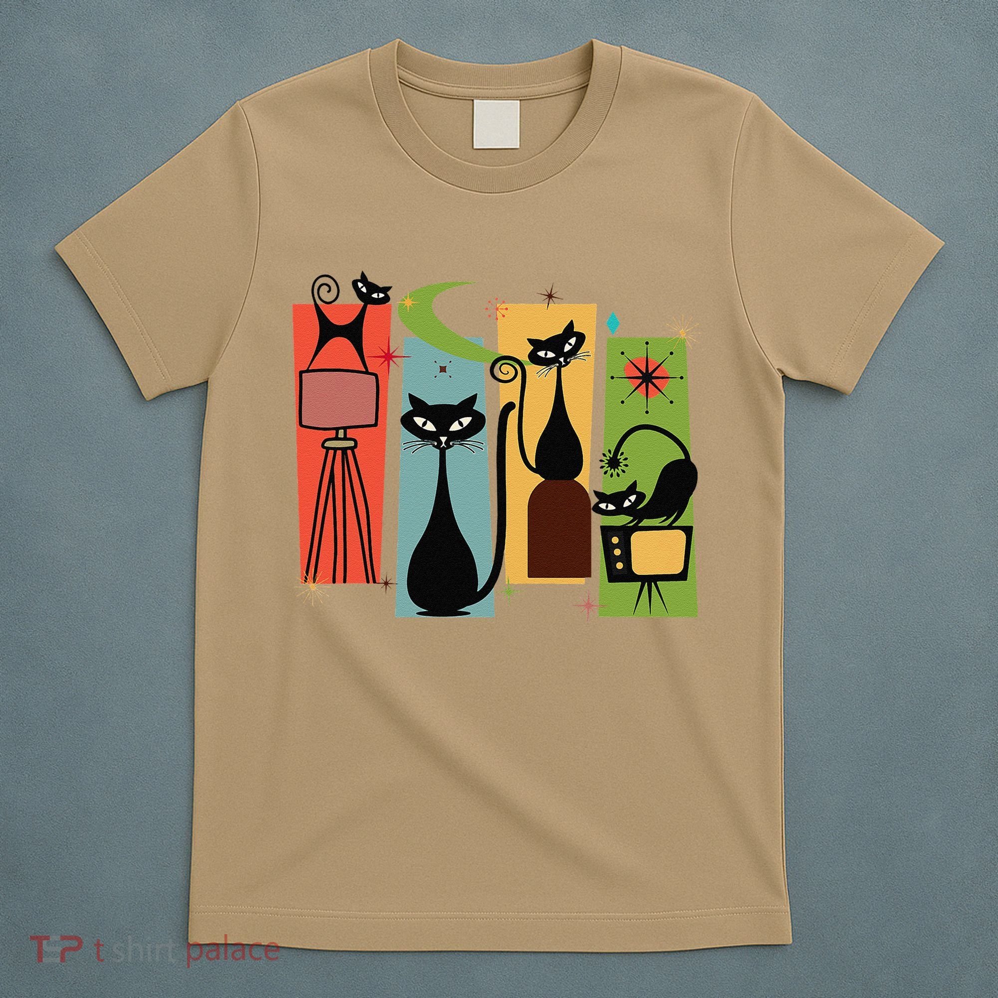 Mid Century Cat Retro Atomic Age Space Modern Midcentury 50s T-Shirt