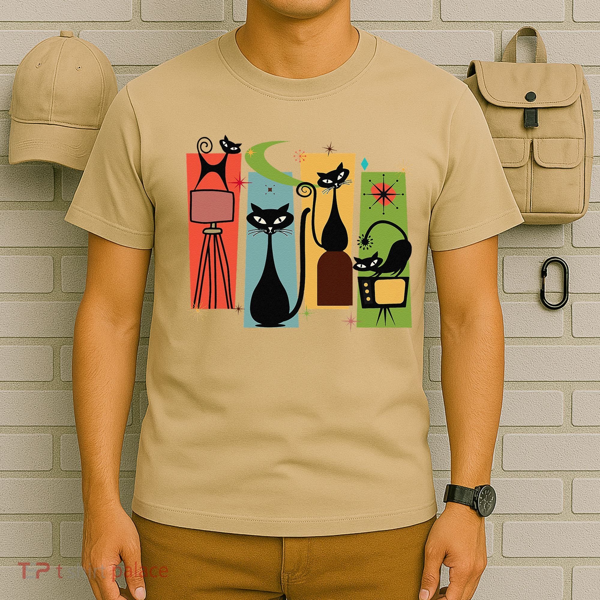 Mid Century Cat Retro Atomic Age Space Modern Midcentury 50s T-Shirt