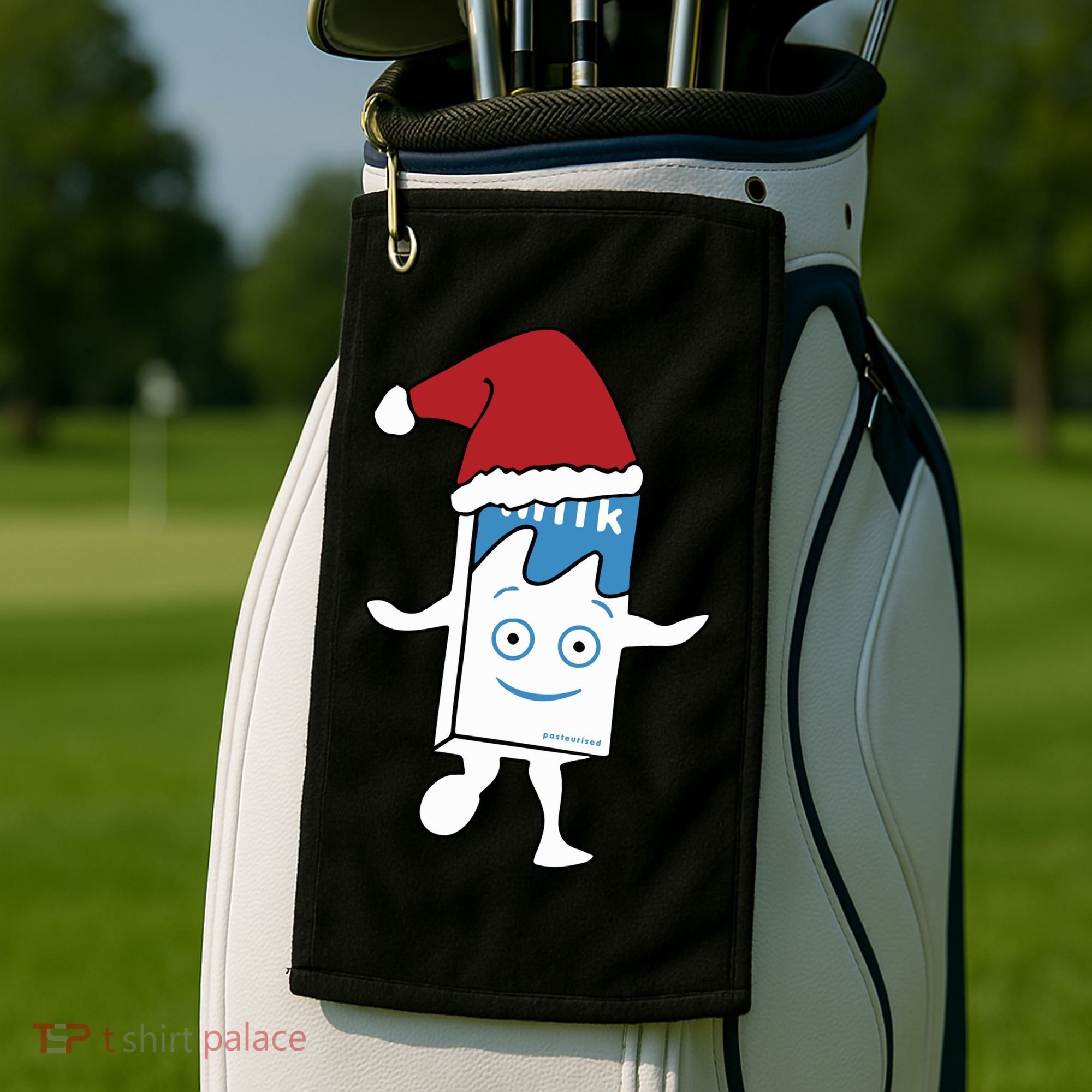 Milk Carton Christmas Golf Towel
