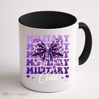 Military Child Coquette Bow Purple Up Camo Coffee Mug thumb 1