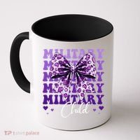 Military Child Coquette Bow Purple Up Camo Coffee Mug thumb 0