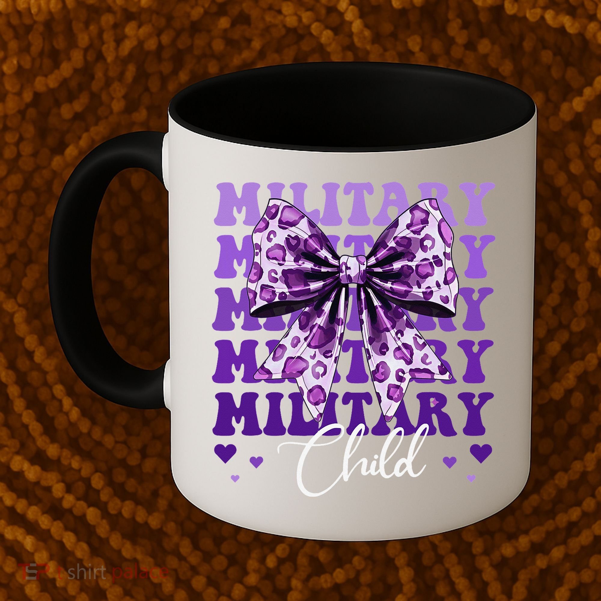 Military Child Coquette Bow Purple Up Camo Coffee Mug