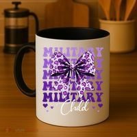 Military Child Coquette Bow Purple Up Camo Coffee Mug thumb 4