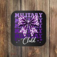 Military Child Coquette Bow Purple Up Camo Coaster thumb 0