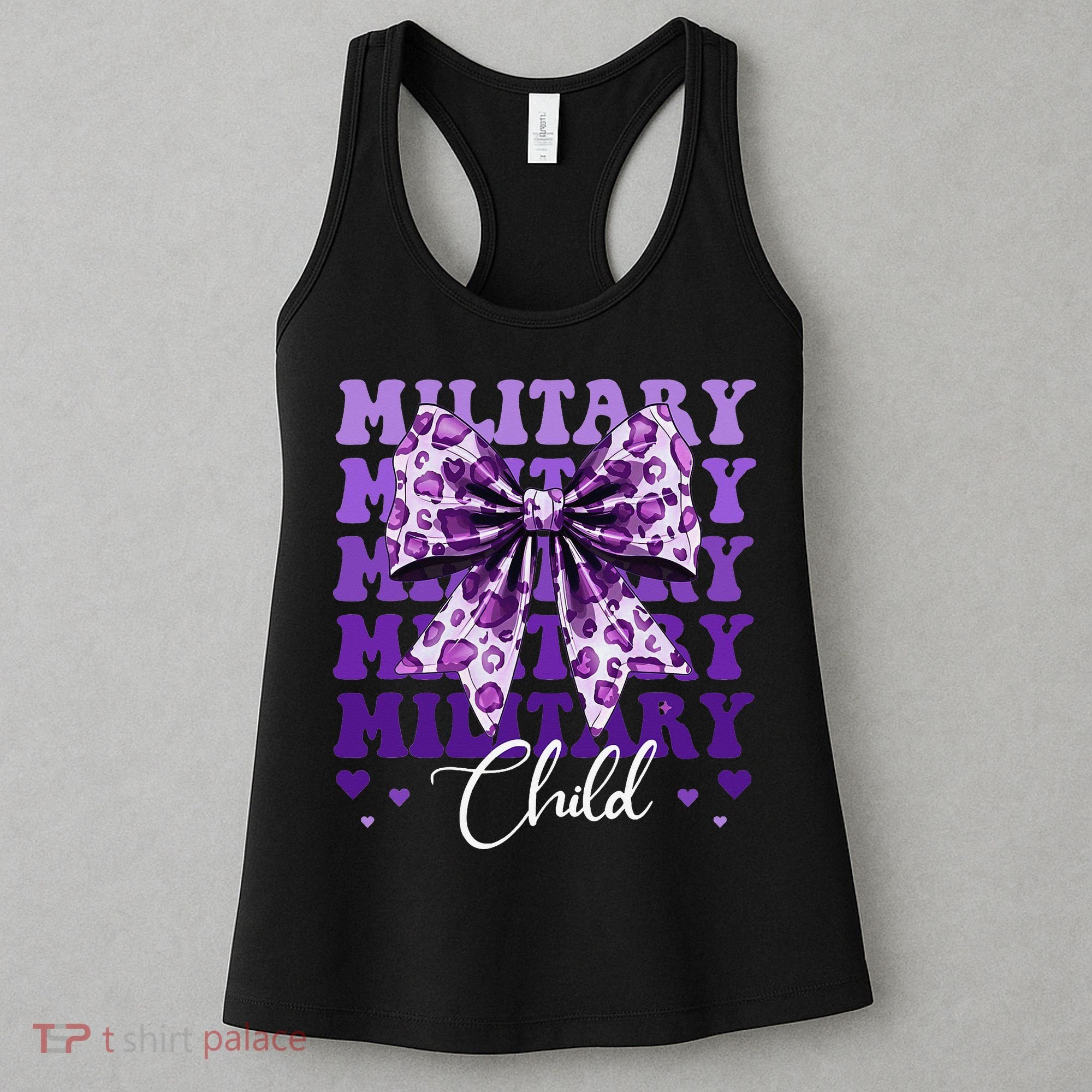 Military Child Coquette Bow Purple Up Camo Women's Tank Top