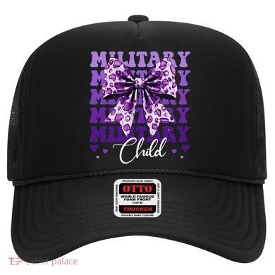 Military Child Coquette Bow Purple Up Camo Hat