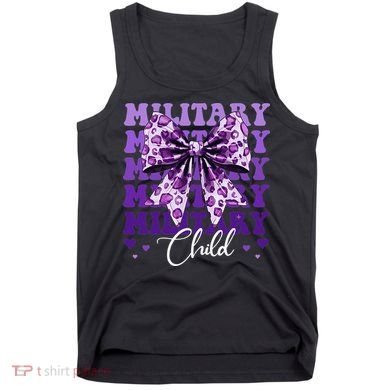 Military Child Coquette Bow Purple Up Camo Tank Top