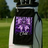 Military Child Coquette Bow Purple Up Camo Golf Towel thumb 2