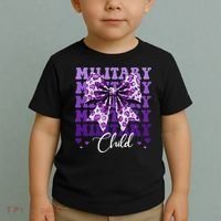 Military Child Coquette Bow Purple Up Camo Toddler T-Shirt thumb 2
