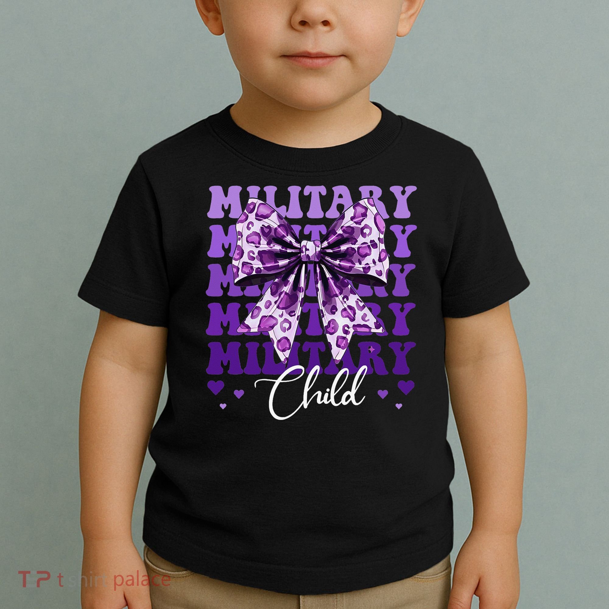 Military Child Coquette Bow Purple Up Camo Toddler T-Shirt