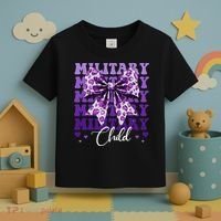 Military Child Coquette Bow Purple Up Camo Toddler T-Shirt thumb 3