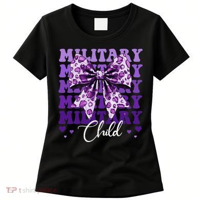 Military Child Coquette Bow Purple Up Camo Women's T-Shirt