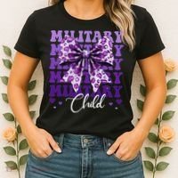 Military Child Coquette Bow Purple Up Camo Women's T-Shirt thumb 2