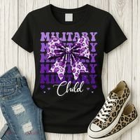 Military Child Coquette Bow Purple Up Camo Women's T-Shirt thumb 3
