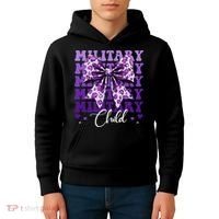Military Child Coquette Bow Purple Up Camo Kids Hoodie thumb 4