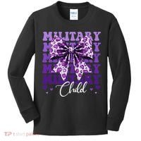 Military Child Coquette Bow Purple Up Camo Kids Long Sleeve Shirt thumb 0