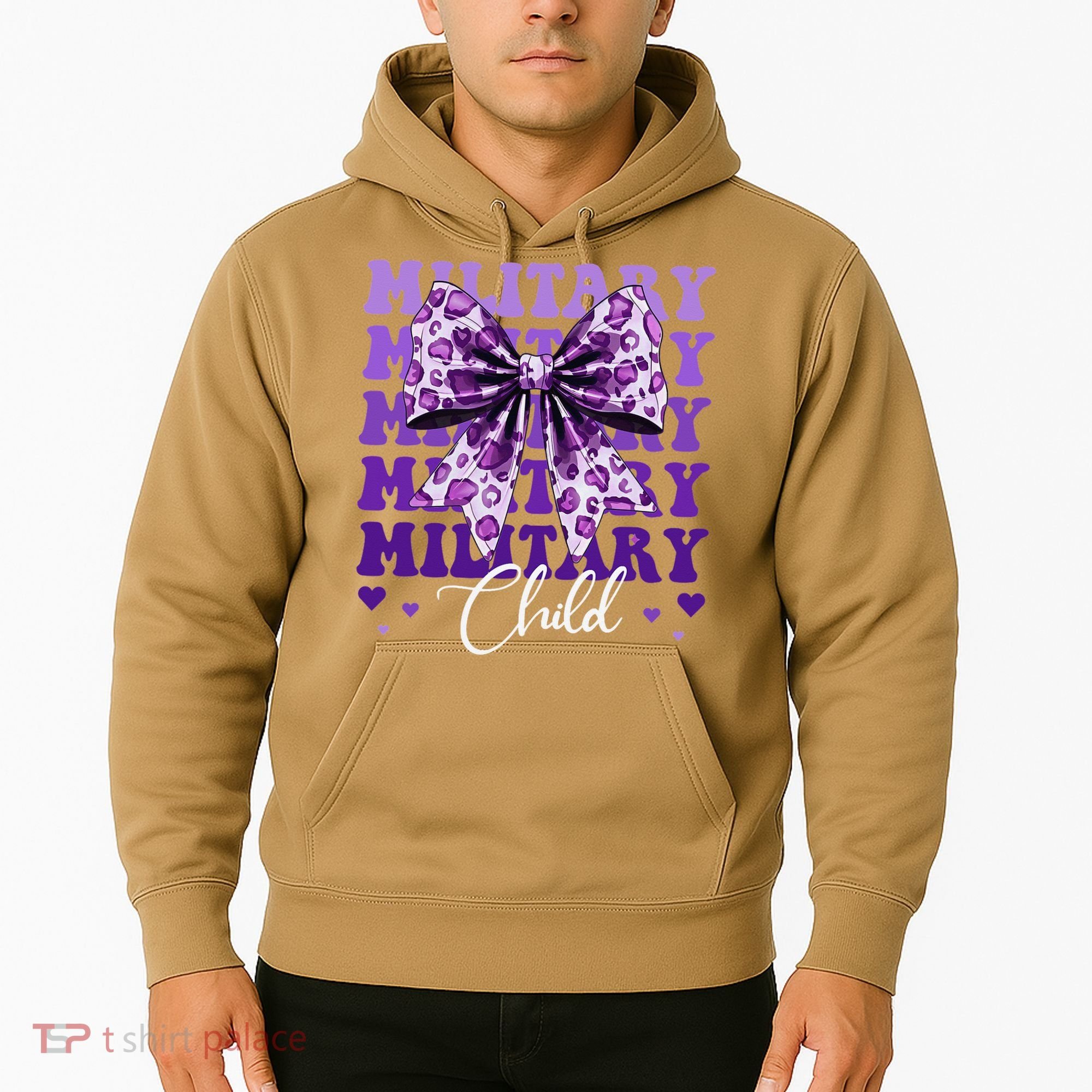 Military Child Coquette Bow Purple Up Camo Hoodie