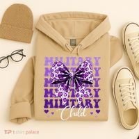 Military Child Coquette Bow Purple Up Camo Hoodie thumb 4