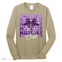 Military Child Coquette Bow Purple Up Camo Long Sleeve Shirt thumb 0