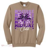 Military Child Coquette Bow Purple Up Camo Sweatshirt thumb 0