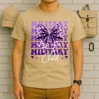 Military Child Coquette Bow Purple Up Camo T-Shirt thumb 6