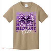 Military Child Coquette Bow Purple Up Camo Kids T-Shirt thumb 0
