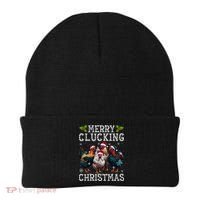 Merry Clucking Christmas Funny Chicken Lights Santa Hat Xmas Beanie thumb 0