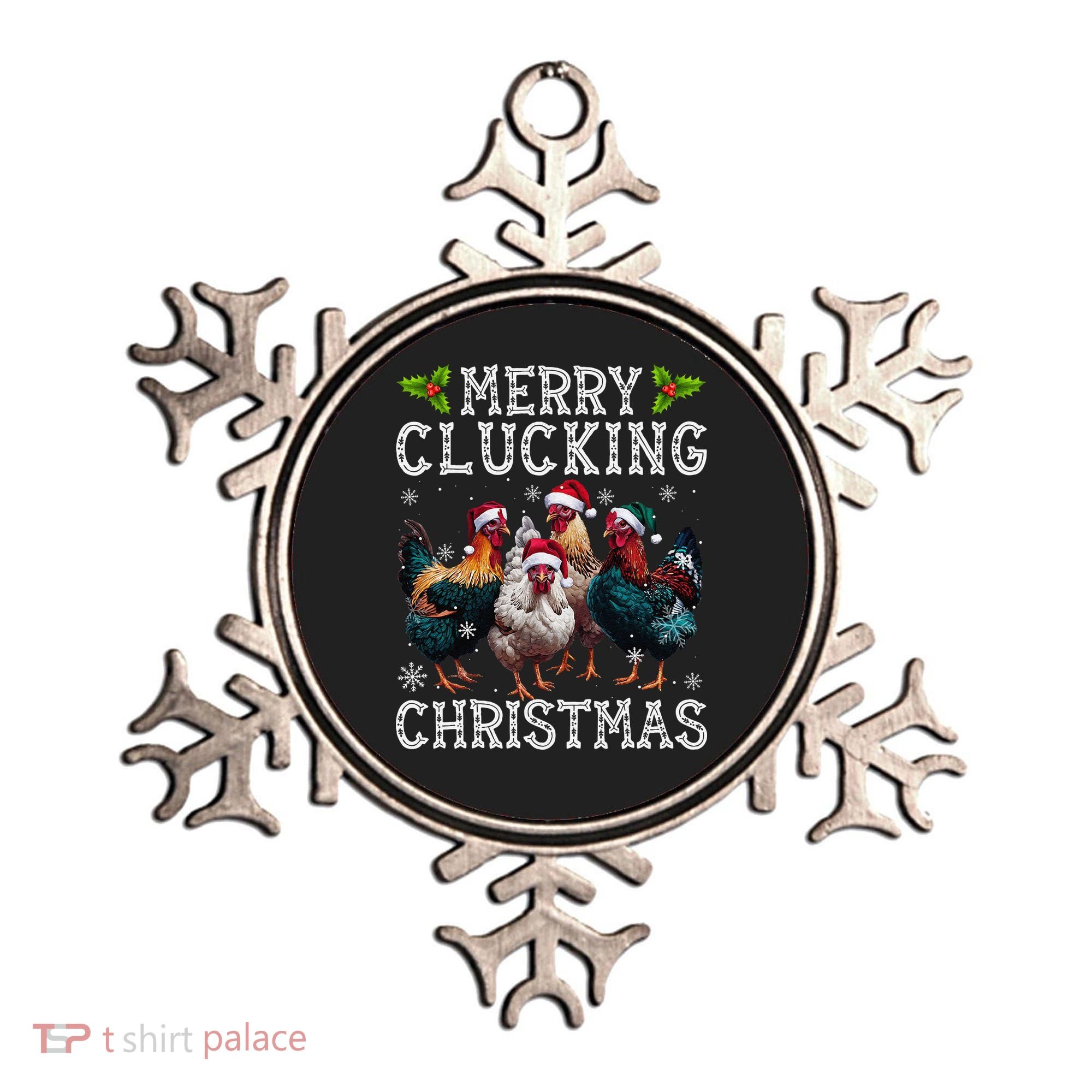 Merry Clucking Christmas Funny Chicken Lights Santa Hat Xmas Ornament