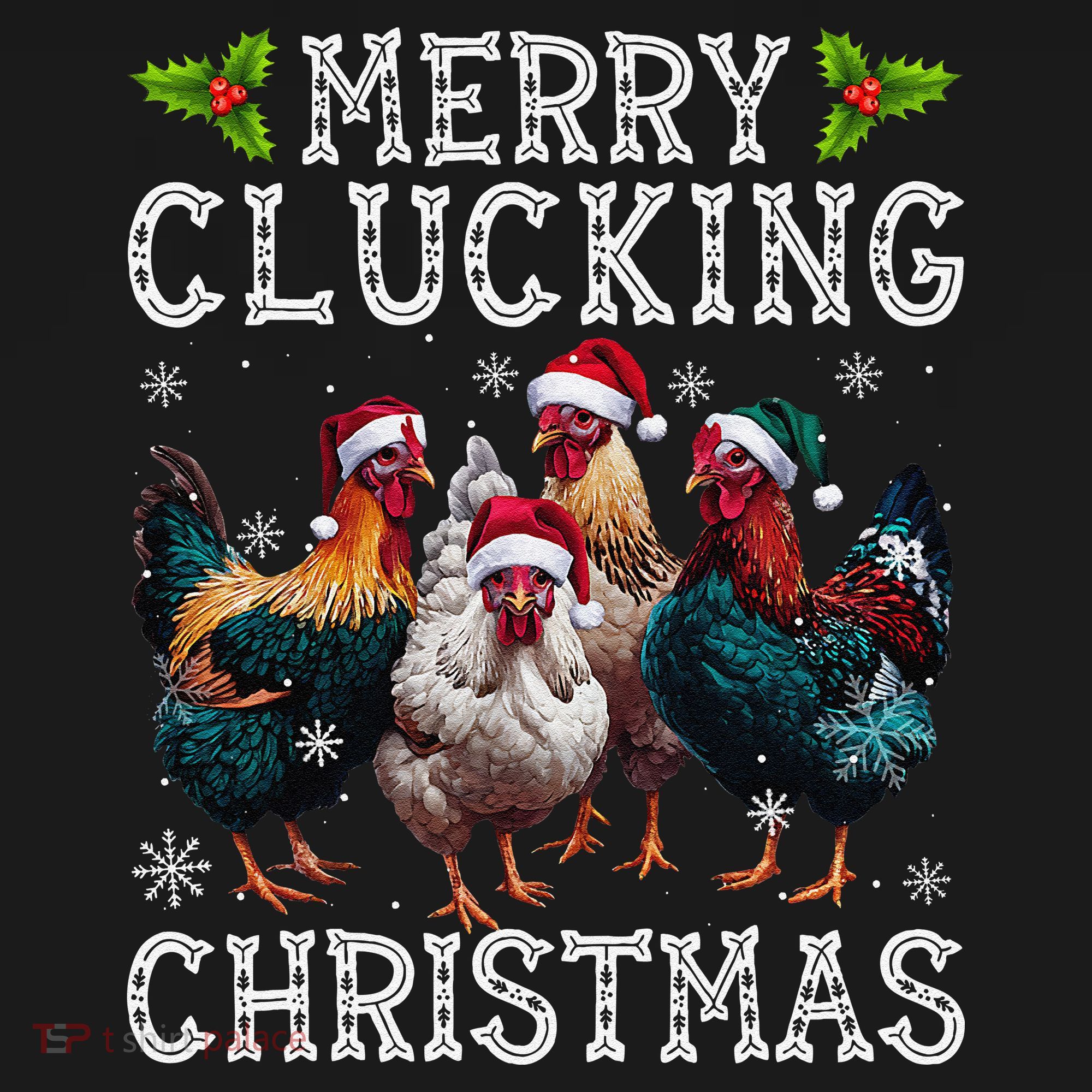 Merry Clucking Christmas Funny Chicken Lights Santa Hat Xmas Women's Tank Top