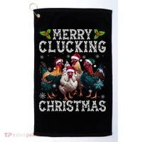 Merry Clucking Christmas Funny Chicken Lights Santa Hat Xmas Golf Towel thumb 0