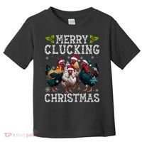 Merry Clucking Christmas Funny Chicken Lights Santa Hat Xmas Toddler T-Shirt thumb 0