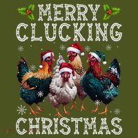 Merry Clucking Christmas Funny Chicken Lights Santa Hat Xmas T-Shirt thumb 7