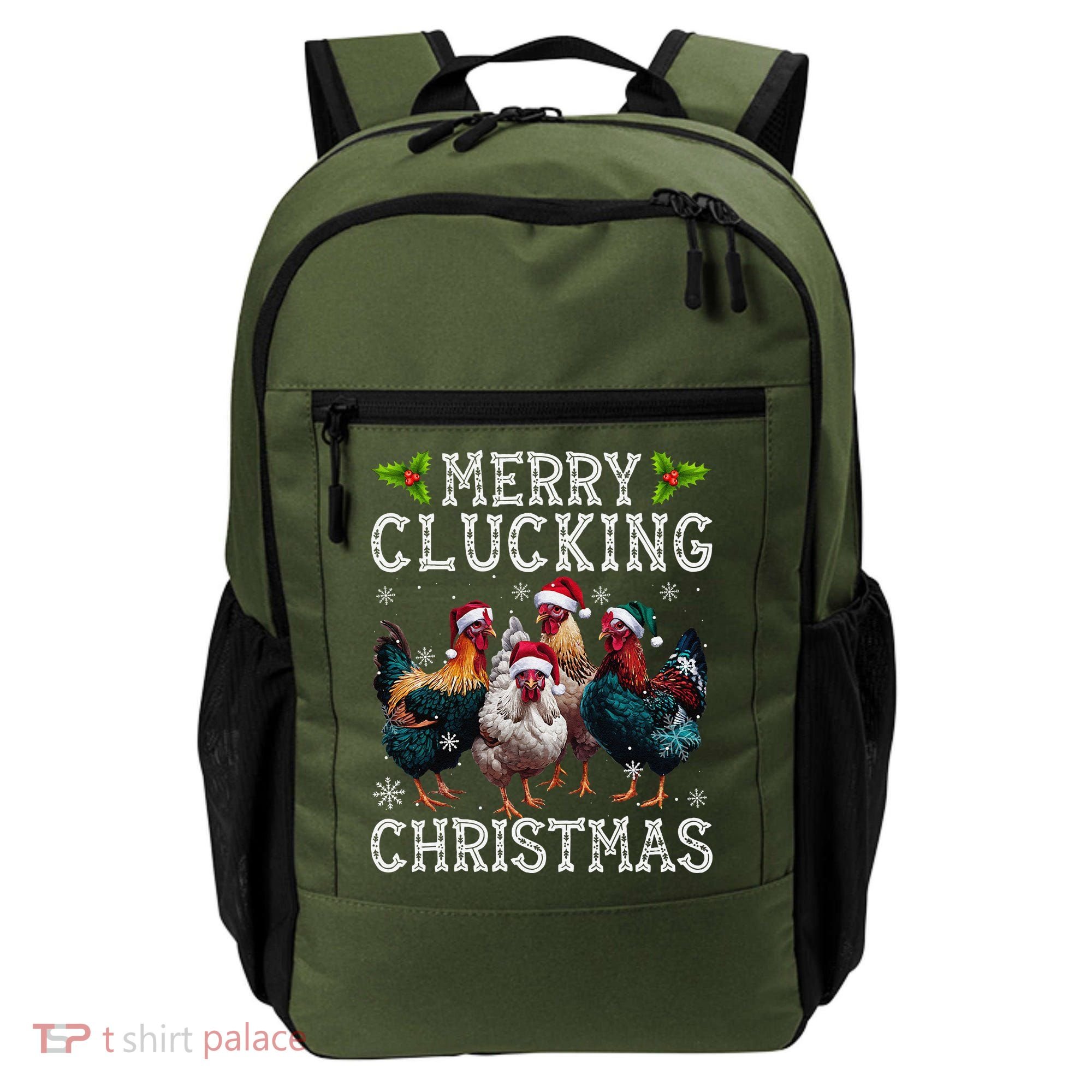 Merry Clucking Christmas Funny Chicken Lights Santa Hat Xmas Backpack