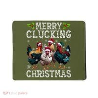 Merry Clucking Christmas Funny Chicken Lights Santa Hat Xmas Mousepad thumb 0