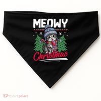 Meowy Christmas Cute Gift USA-Made Doggie Bandana thumb 0