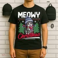 Meowy Christmas Cute Gift T-Shirt thumb 6